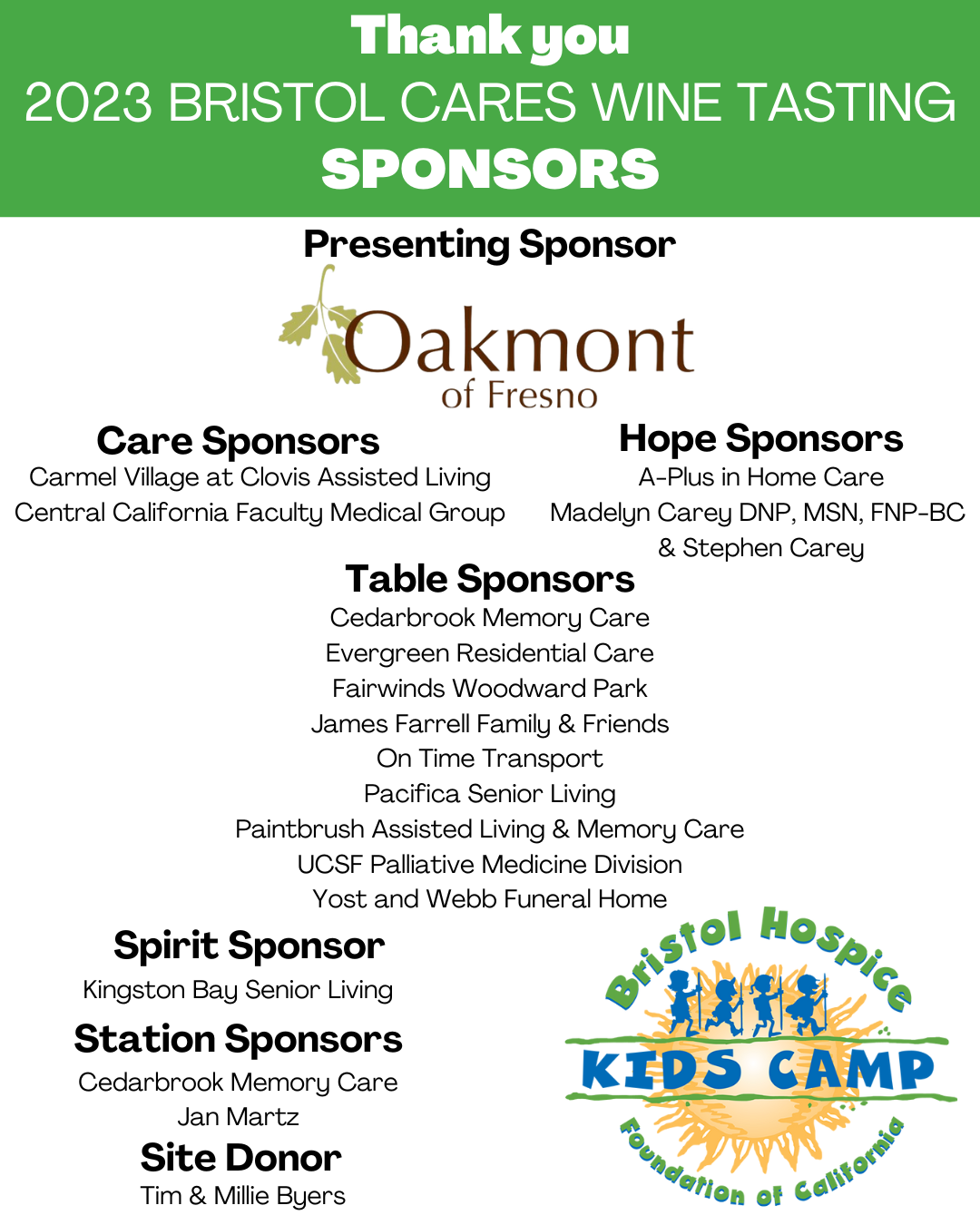 Thank you 2023 Bristol Cares Wine Tasting Sponsors
